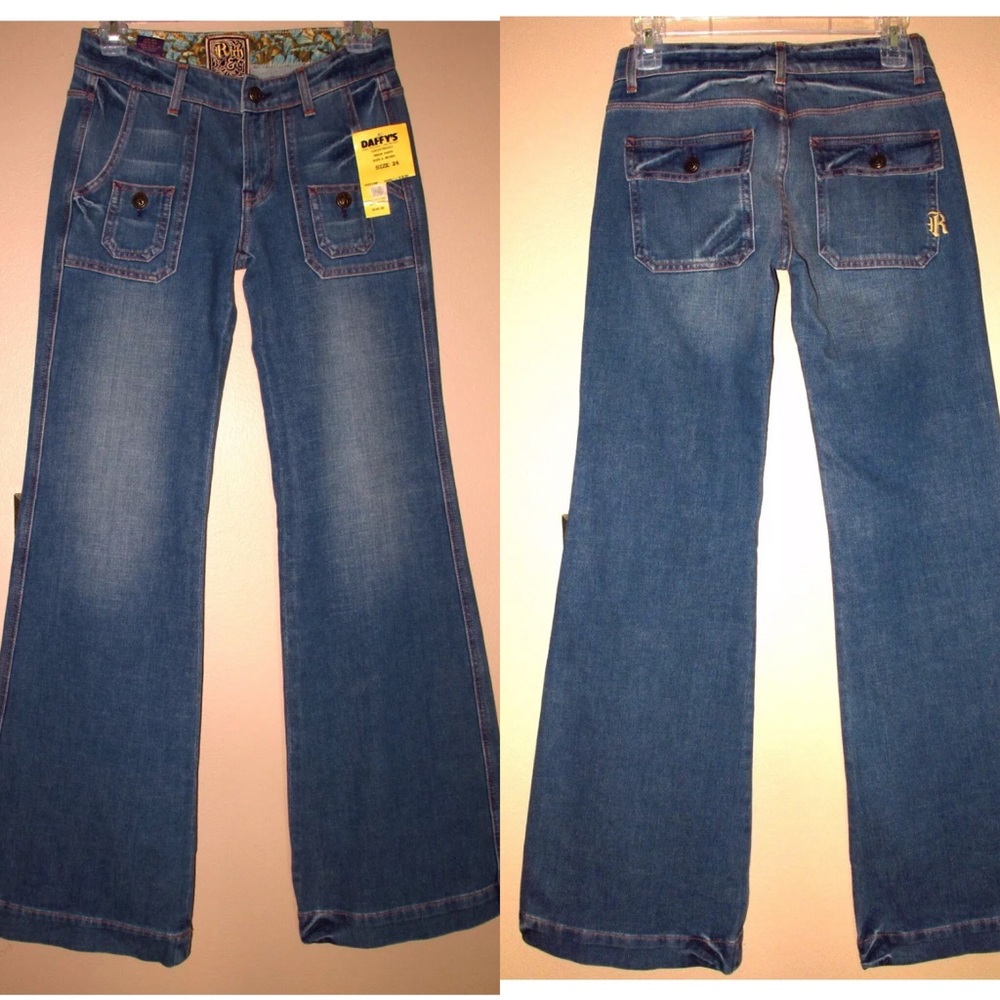 🆕 Rich&Skinny Wide Leg Flare Flap Light Jeans 24